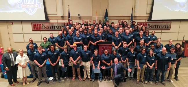 The ATDM program celebrates the cohort that includes the 1,000th program completers. ATDM learners complete 600 hours of accelerated training in defense manufacturing trades such as welding, CNC machining, metrology, additive manufacturing and non-destructive testing.